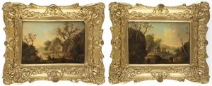 Landskap Med Figurer Vid Vattendrag (pair) Landskap Med Figurer Vid Vattendrag (pair)