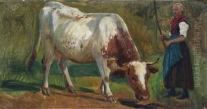 Bauerin Mit Kuh (+ 4 Landscape Sketches On 1 Mount; 5 Works) Bauerin Mit Kuh (+ 4 Landscape Sketches On 1 Mount; 5 Works)