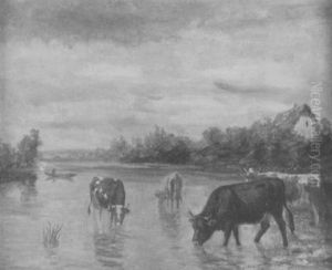 Kuhe Am Wasser by Julius Kornbeck
