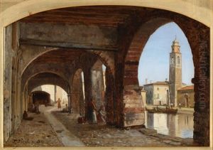View From An Arcade In Lazise Near Lake Garda by Peter Kornbeck