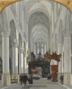 Det Indre Af Kirken St. Jacques I Antwerpen by Peter Kornbeck