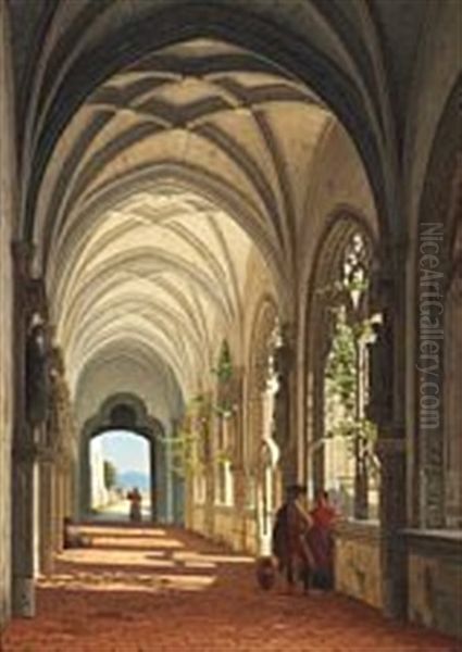 A Young Couple In An Archway In Italy - view 1
