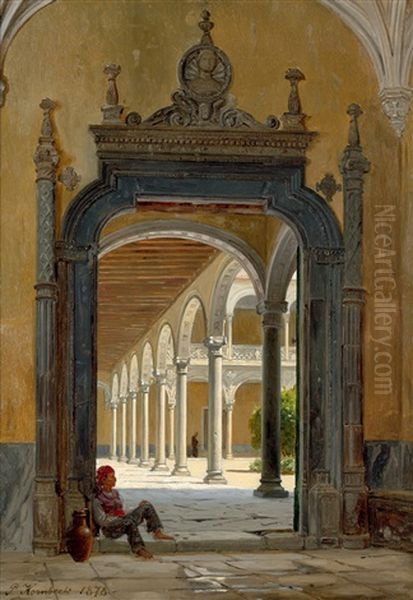 Blick Uber Ein Renaissanceportal In Einen Sonnendurchfluteten Arkadenhof In Italien - view 1