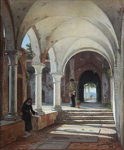 Forhallen Til En Klosterkirke; Motivet Fra Et Kloster, Beliggende Ved Gardasoen - view 1