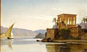 Parti Af Oen Philae I Nubien (view Of The Island Of Philae, Nubia)