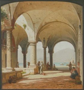 Buegang Under Et Palads, Motiv Fra Palanza Ved Lago Maggiore Buegang Under Et Palads, Motiv Fra Palanza Ved Lago Maggiore