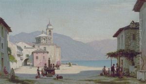 Et Torv I Cannobio Ved Lago Di Maggiore by Peter Kornbeck