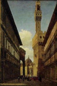 Pallazzo Vecchio, Til Hojre Uffizierne, Til Venstre Loggia Dei Lanzi by Peter Kornbeck