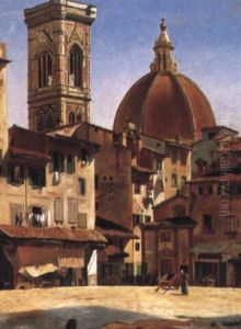 Parti Fra Firenze, I Baggrunden Ses Toppen Af Firenze's     Domkirke by Peter Kornbeck