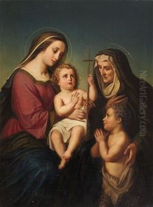 The Madonna With Child And Saint Elizabeth With The Young John The Baptist by Friedrich Rudolf Albert Korneck