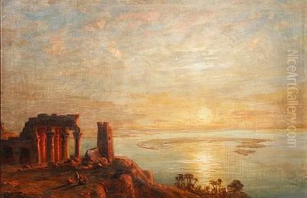 The Egyptian Temple Kom Ombo At Aswan, Sunset - view 1