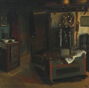 Rustic Style Interior With A Cradle And An Owen