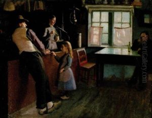 Lanthandelsinterior Med Figurer by Valdemar Kornerup