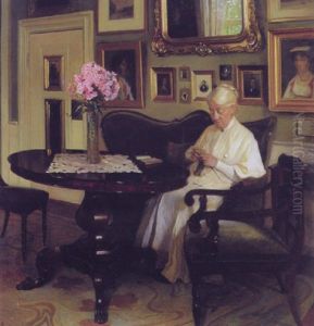 Interior Med Aeldre Dame, Der Strikker by Valdemar Kornerup