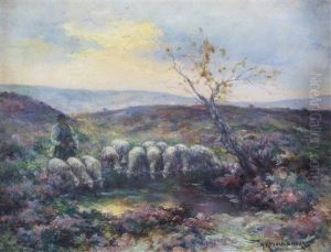 A Sheperd And His Herd At Dawn by Michel Korochansky