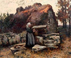 Jeune Bretonne A La Fontaine Portant La Coiffe De Guemene-sur-scorff by Michel Korochansky