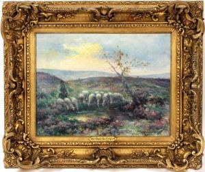 Landscape With Sheep And Shepherd by Michel Korochansky