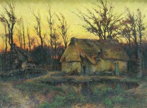 Chaumieres Au Crepuscule by Michel Korochansky