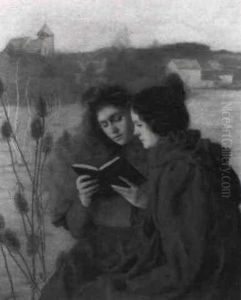 La Lecture En Bordure Du Village by Michel Korochansky