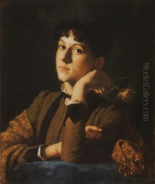 Fiatal Lany Rozsaval (abt Klotild Portreja), 1887 - Young Girl With A Rose, The Portrait Of Klotild Abt - view 1