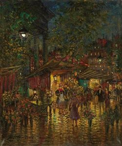 Le Marche Aux Fleurs, Place De La Madeleine A Paris by Alexei Konstantinovich Korovin