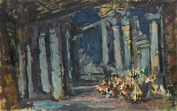 Cleopatra's Palace, Egyptian Hall, Set Design For Rimsky-korsakov's Opera Ballet "mlada - view 1