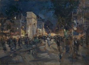 Porte Saint-martin By Night, Paris by Konstantin Alexeievitch Korovin