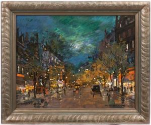 Boulevard In Paris At Night by Konstantin Alexeievitch Korovin