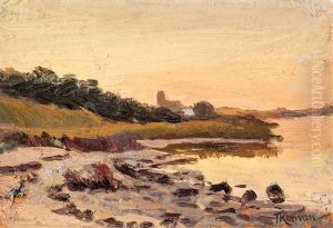 Studie Eines Strandes Bei Sonnenuntergang by Franz Korwan