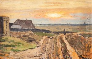 Studie Eines Weges Durch Die Dunen Bei Sonnenuntergang Auf Sylt by Franz Korwan