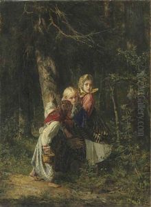 Peasant Girls In The Forest by Aleksei Ivanovich Korzukhin