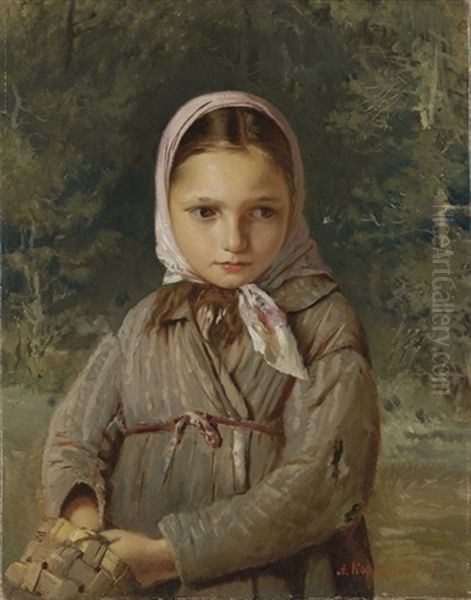 Portrait Of A Young Girl In A Headscarf - view 1
