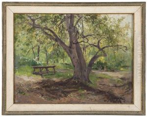 Figures In A Wooded Park by Emil Kosa Sr.