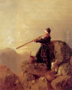 En Lille Pige, Der Blaeser Alpehorn by Anders Gustav Koskull
