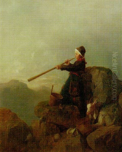 A Shepherdess Playing The Lute - view 1