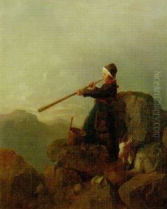 A Shepherdess Playing The Lute by Anders Gustav Koskull