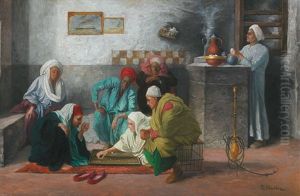Scene De Cafe Au Caire by Franz Xavier Kosler