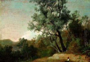 Paesaggio E Contadinello by Angelo Beccaria
