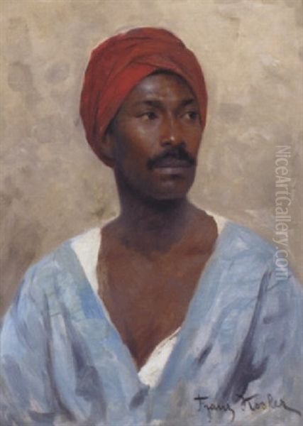 Portrait Of An Arab, Head And Shoulders, In A Blue Smock And Red Turban - view 1