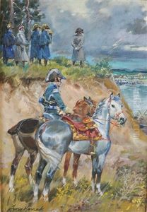 Soldater Vid Slagfalt by Jerzy Kossak