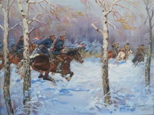 Jagande Militarer by Jerzy Kossak