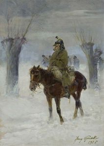 Cuirassier In Retreat From Moscow 1936 by Jerzy Kossak