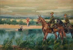 Spotkanie Na Plazy by Jerzy Kossak