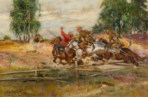 Pogon Ulanow 3. Pulku Za Bolszewikami by Jerzy Kossak