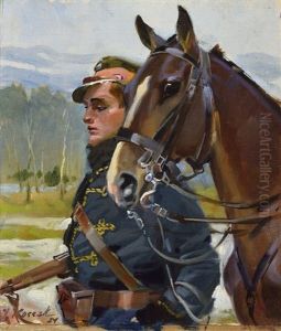 A Pair Of Paintings - A Dragoon And Lancer With A Horse