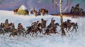 Polska Artyleria Nad Berezyna by Jerzy Kossak