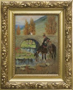 From Spain. Chevau Watering A Horse by Jerzy Kossak
