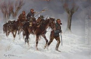 Soldiers In Winter by Jerzy Kossak