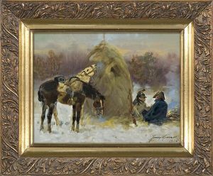 Napoleon Soldiers Resting by Jerzy Kossak