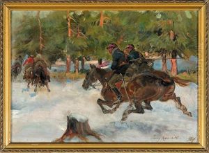 Riders In Full Chase by Jerzy Kossak